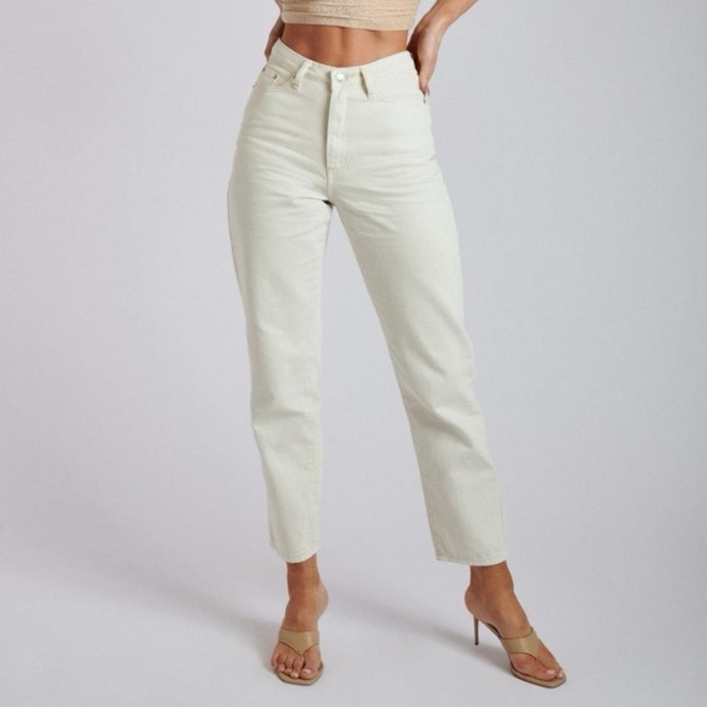 Meshki rigid mom jeans ecru white color size 8 US NWT cotton